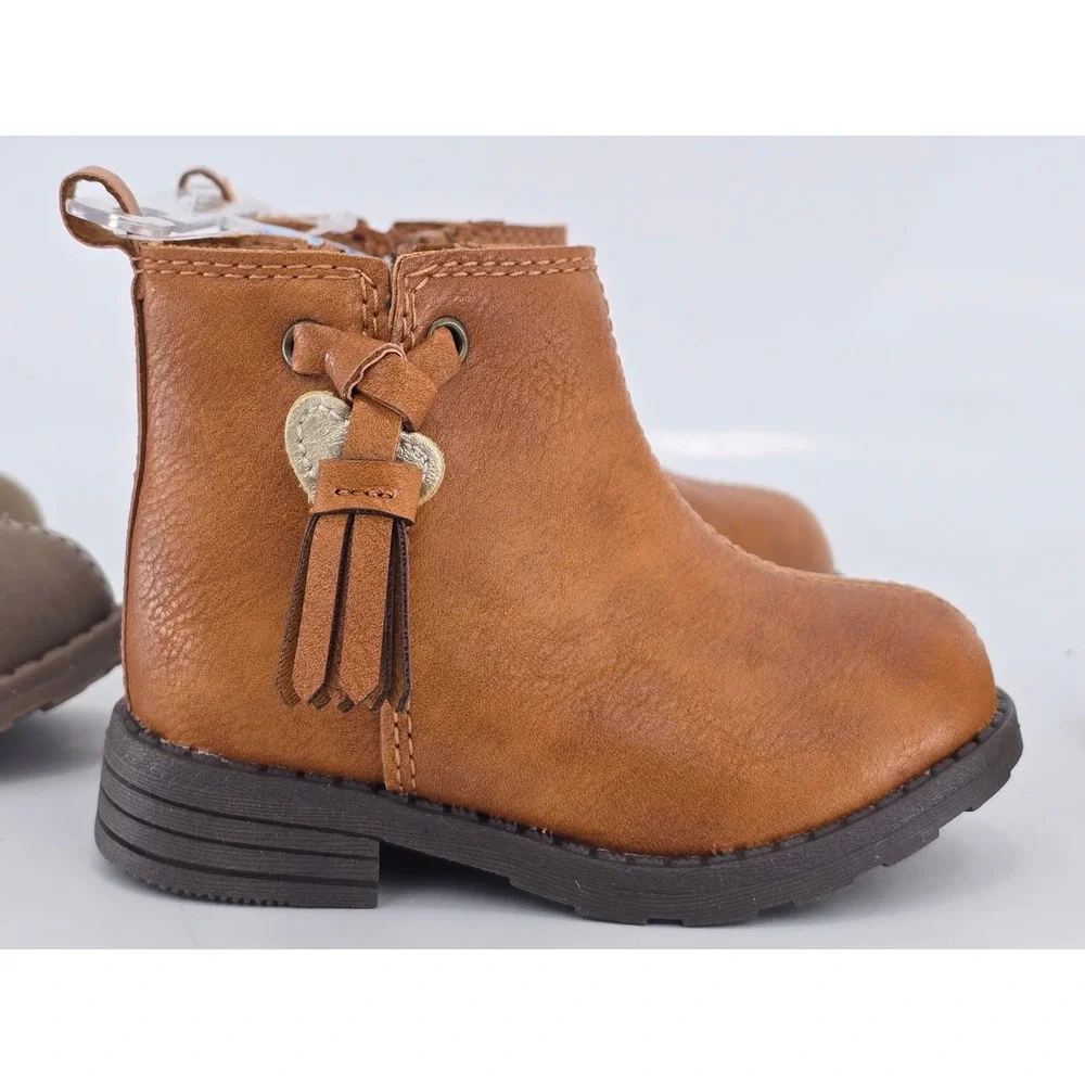 Carter's Ankle Boots Toddler Girls Size 4 Khaki Brown Taupe Variety Pack - NEW